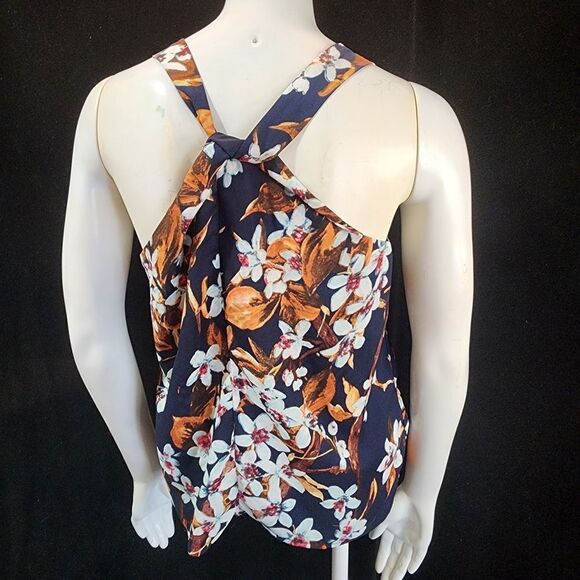 Dress Master Blue & Orange Floral Sleeveless Blouse - Picture 4 of 5